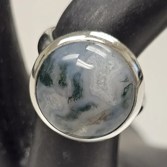 Sterling Silver Ring with Blue and Miss Tone Geode Stone - Picture 2 of 5